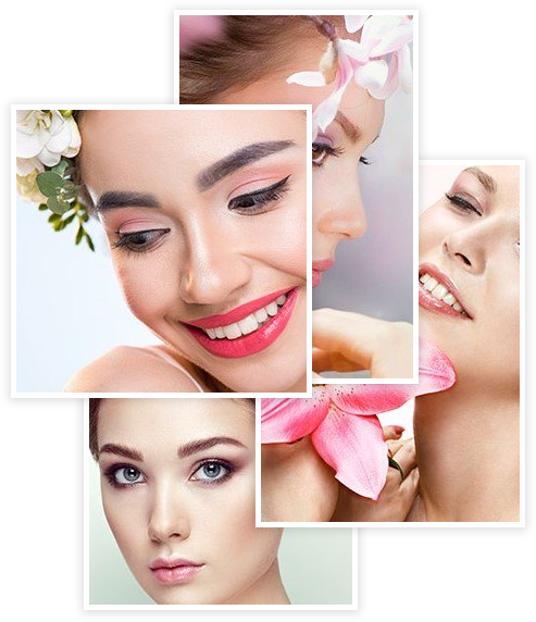 Collage of women having face treatment